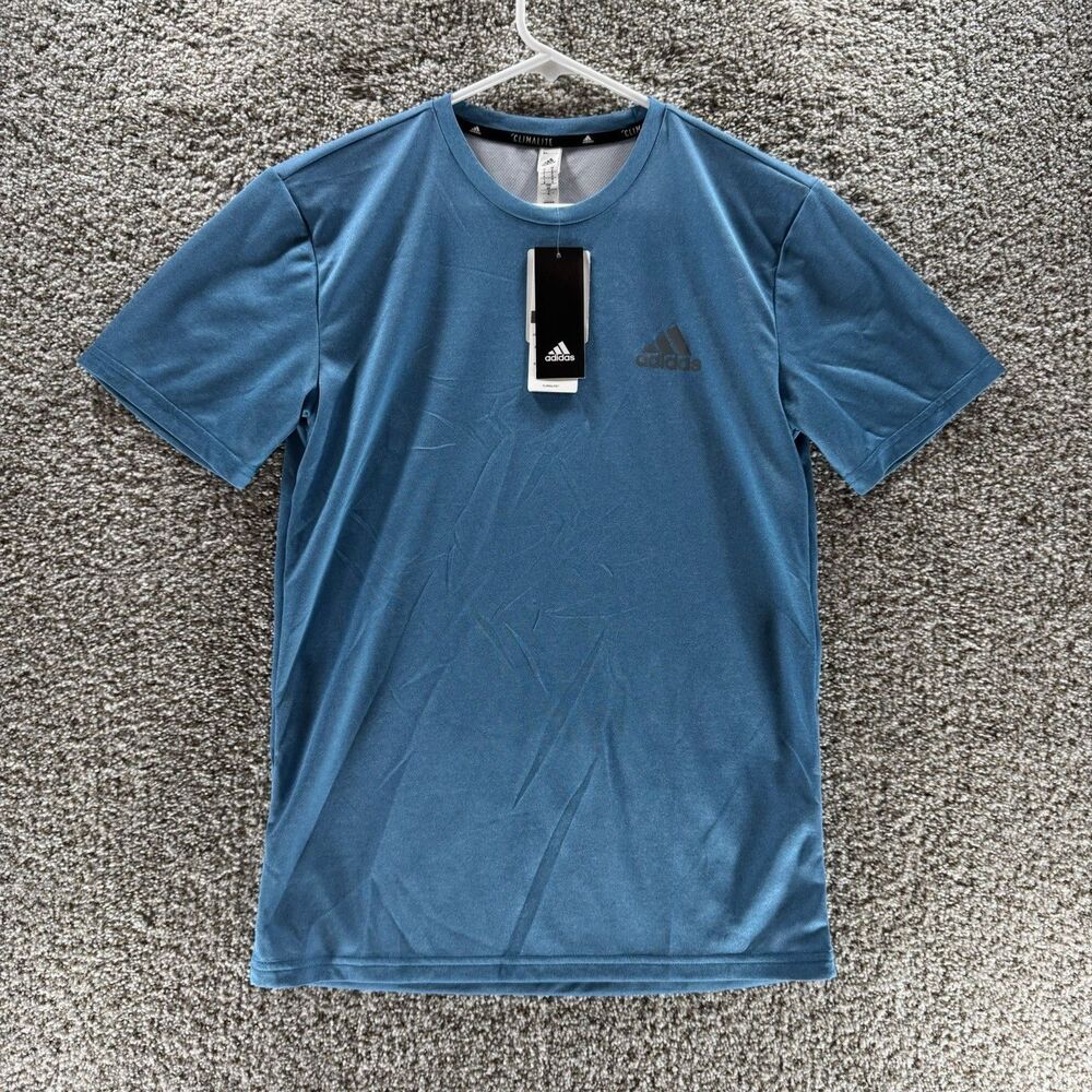 Adidas Shirt Mens Small Blue Climalite Tech Tee New With Tags Short Sleeve Adult